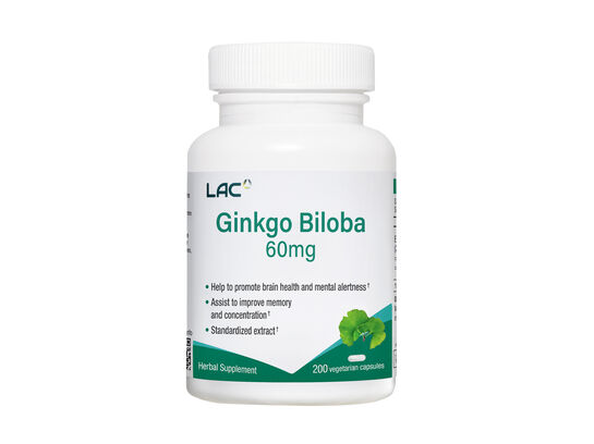  LAC Standardized Ginkgo Biloba 60mg  200 vegetarian capsules