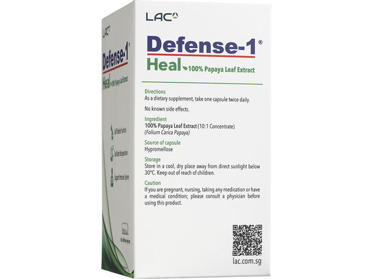 LAC Defense-1® Heal - 100% Papaya Leaf Extract (60 vegicaps)