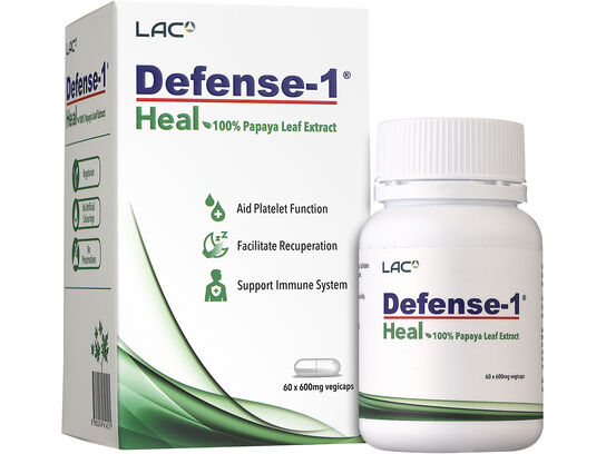 LAC Defense-1® Heal - 100% Papaya Leaf Extract (60 vegicaps)